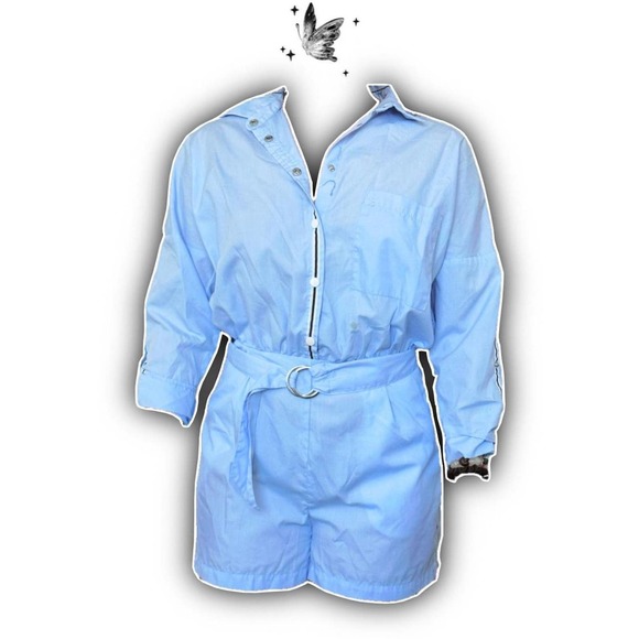 Zara blue button down romper - Picture 1 of 8